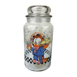 Garfield's Cafe Anchor Hocking Cat Cartoon Canister Made in USA 8.25" READ VTG